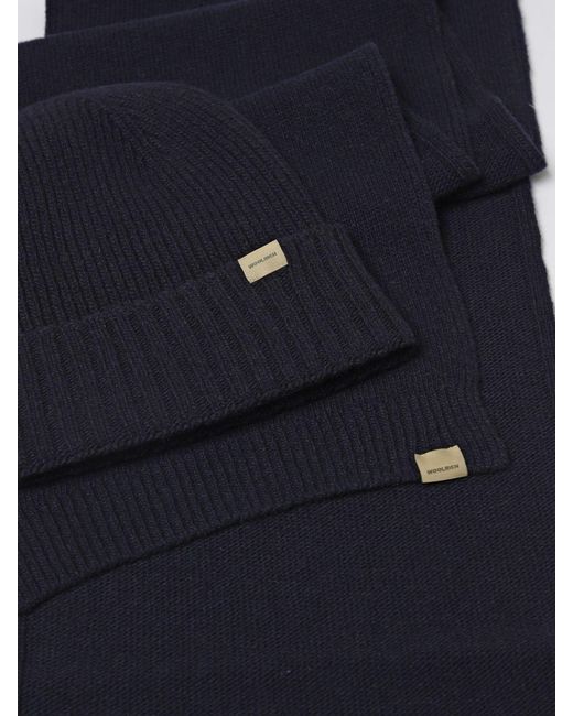 Set Sciarpa + Cappello di Woolrich in Blue da Uomo