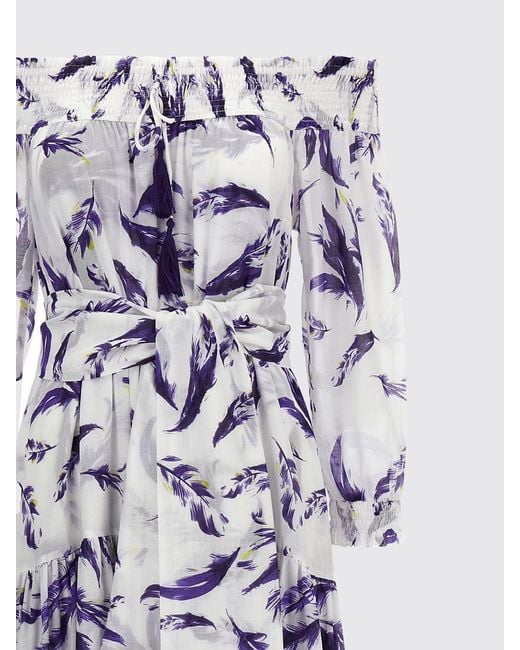 Samantha Sung Purple Eden A-Line Floral Print Cotton Midi Dress
