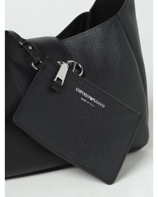 Emporio Armani Black Leather Top-Handle Handbag