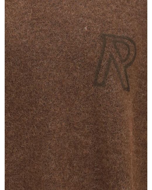 Represent Brown Crewneck Alpaca Wool-Blend Jumper With Jacquard Logo And Dropped Shoulders for men