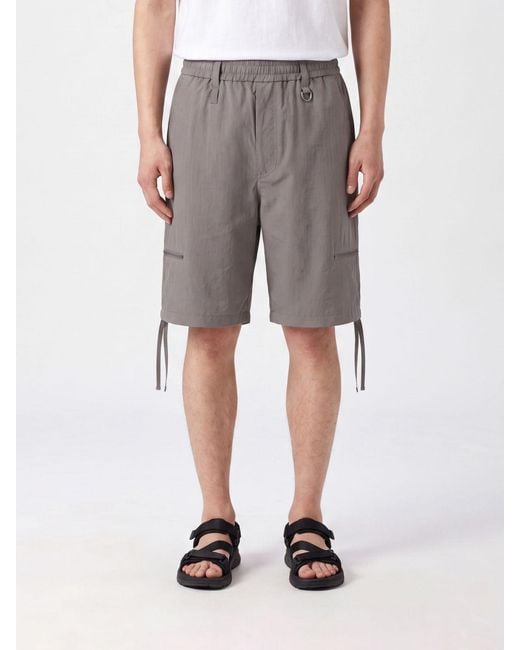 Wooyoungmi Gray Utility Knee-Length Technical Fabric Shorts With Zip Pockets for men