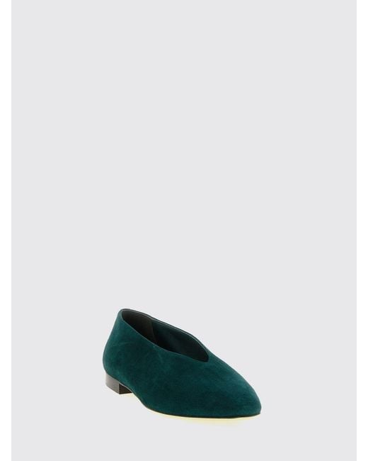 Jimmy Choo Green Margot Suede Almond-Toe Ballet Flats With A Leather Sole