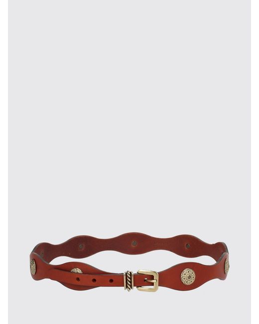 Etro Brown Wave Leather Belt With Studs