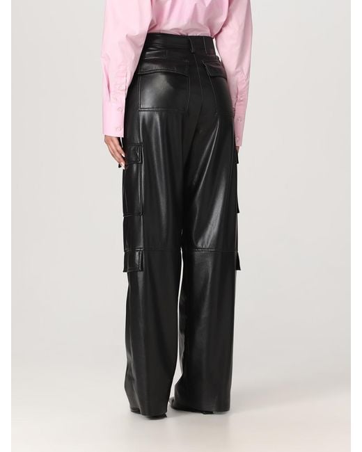 MSGM Black Pants In Synthetic Leather
