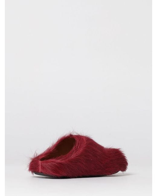 Marni Red Calf Hair Mules