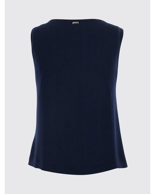 Herno Blue Sleeveless Viscose Top With V-Neck And Minimalist Design
