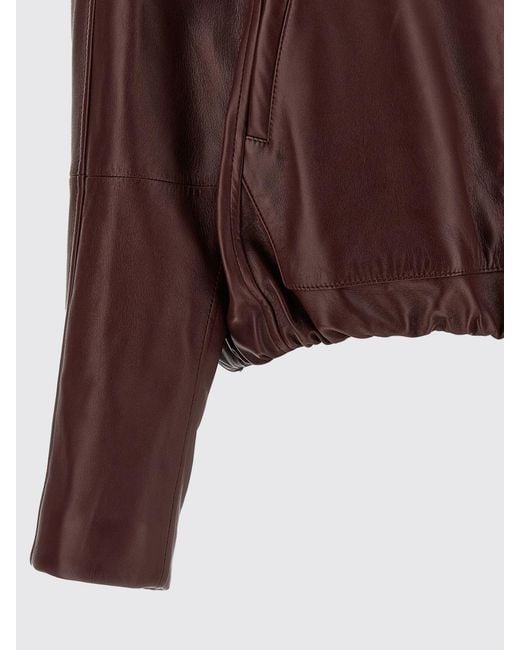 Brunello Cucinelli Brown Calfskin Leather Bomber Jacket With Classic Collar