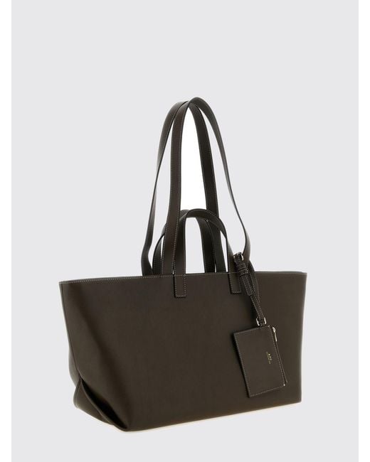 A.P.C. Black Le Drummer Large Smooth Leather Tote Bag With Four Handles And Logo