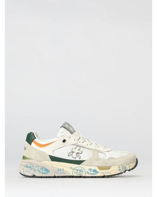 Premiata White Mase Suede And Canvas Sneakers for men