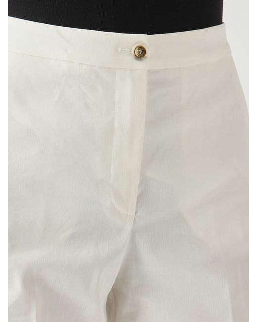 Pinko White Linen Blend Palazzo Trousers