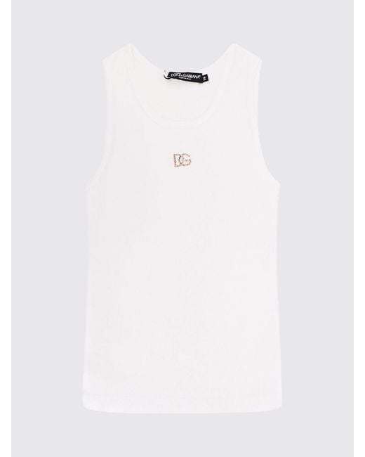 Dolce & Gabbana White Dolce &Amp Gabbana Cotton Tank Top With Logo
