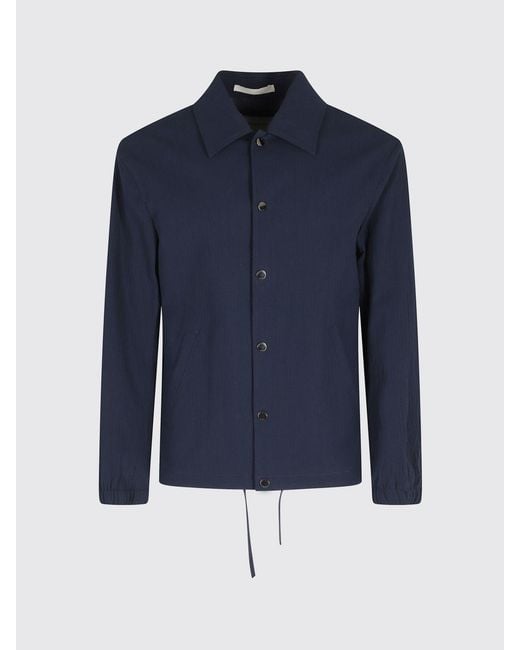 Paolo Pecora Blue Cotton Seersucker Shirt Jacket for men