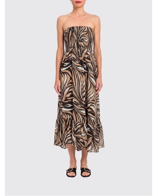 Twinset White Printed Viscose Midi Dress