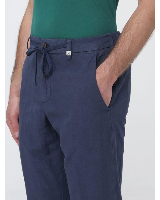 Myths Blue Linen Blend Drawstring Trousers Pt Torino for men