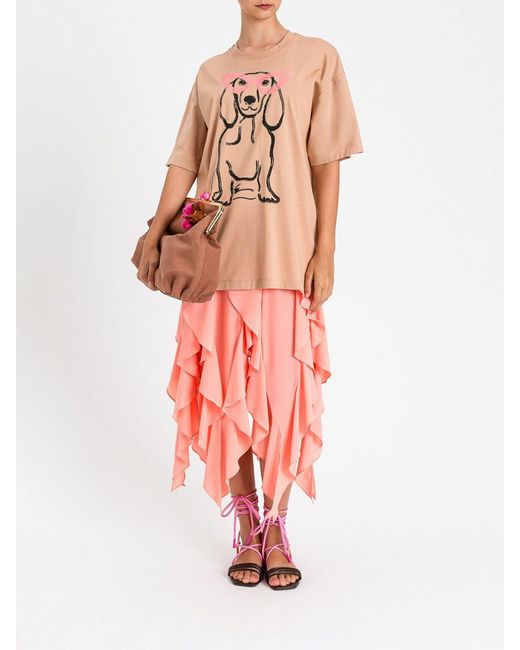 Twinset Pink Cotton T-Shirt With Dog Print