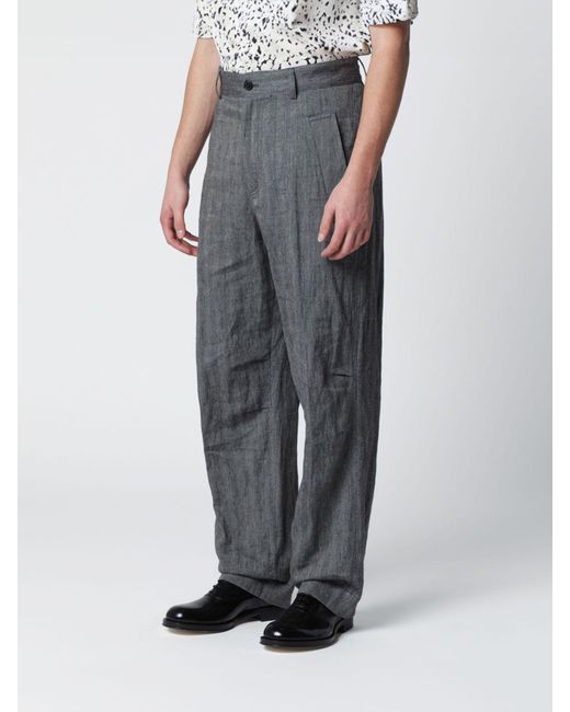 Dries Van Noten Gray Cotton Blend Wide-Leg Pants for men