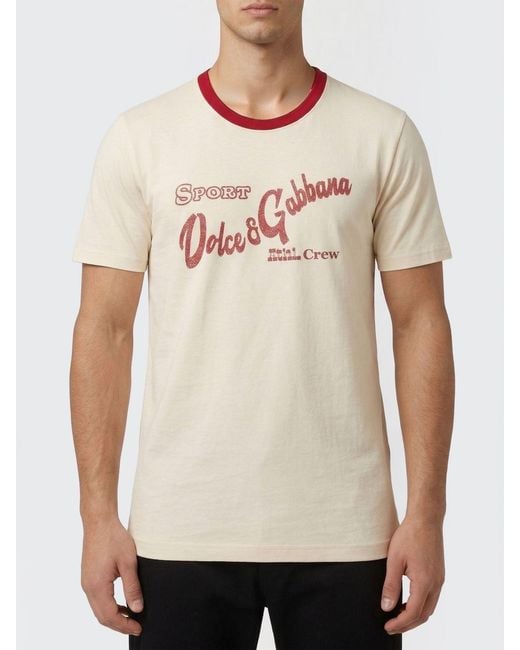 Dolce & Gabbana Natural Dolce &Amp Gabbana Cotton T-Shirt With Logo for men