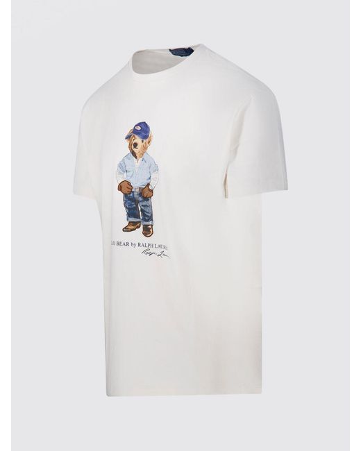 Polo Ralph Lauren White Cotton T-Shirt With Bear Print for men