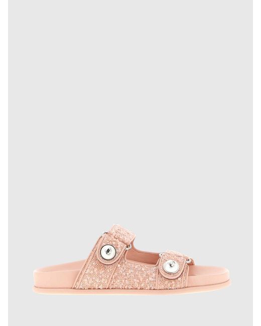 Jimmy Choo Pink Fayence Tweed Sandals With Embroidered Sequins