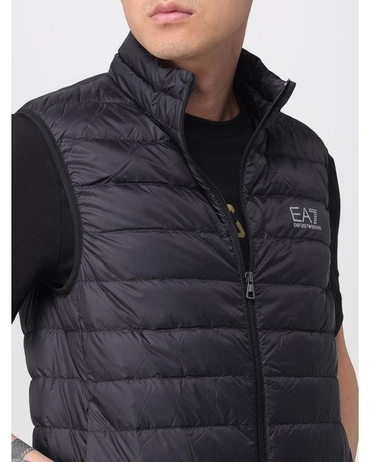 EA7 Black Padded Nylon Vest for men