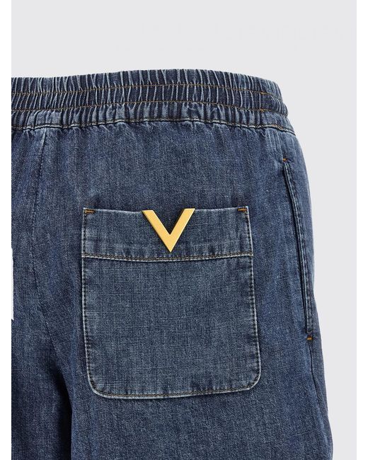 Valentino Blue Vlogo Denim Jogging Shorts