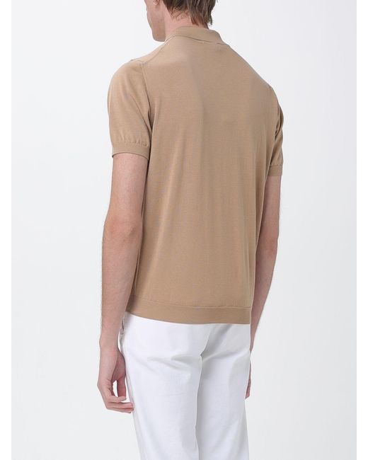Drumohr White Cotton Knit Polo Shirt for men