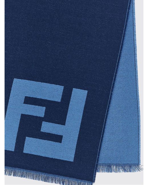 Sciarpa Di Lana Vergine Ff di Fendi in Blue da Uomo