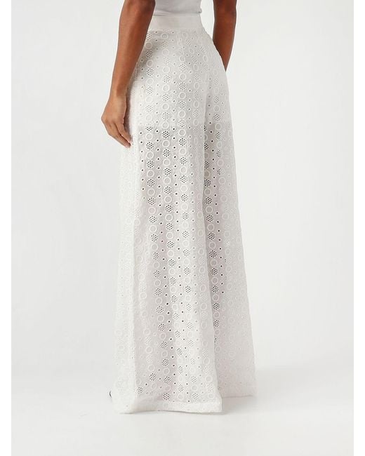 Pinko White Cotton Flared Trousers