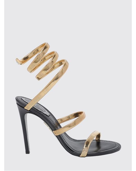 Rene Caovilla Metallic Cleo Laminated Leather And Tubogas Mesh Sandal