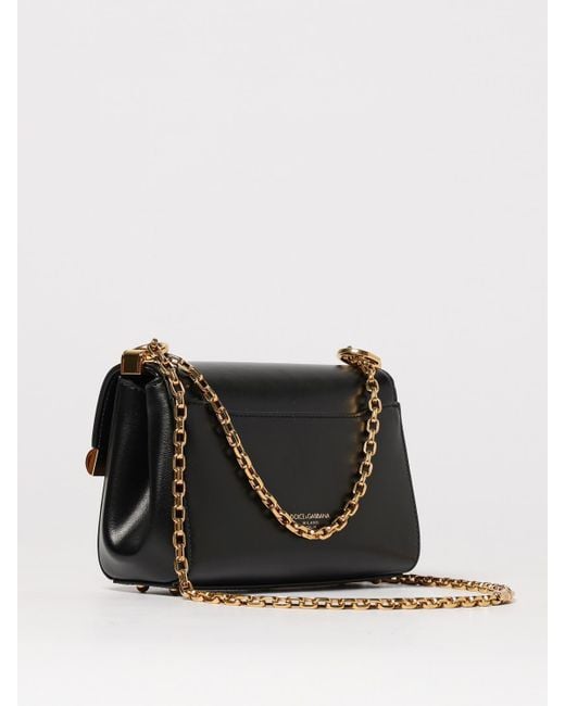 Dolce & Gabbana Black Schwarze Schultertasche Mit Kette