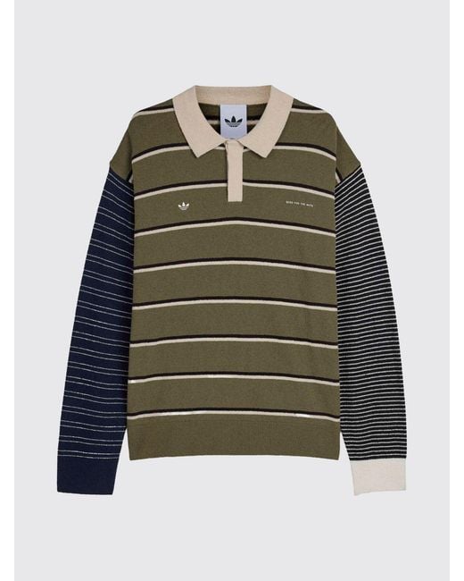 Adidas Originals Green Song For The Mute X Long-Sleeved Knit Polo With Contrasting Trims for men