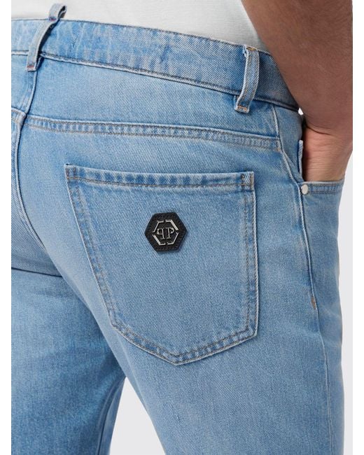 Philipp Plein Blue Cotton Slim Fit Jeans for men