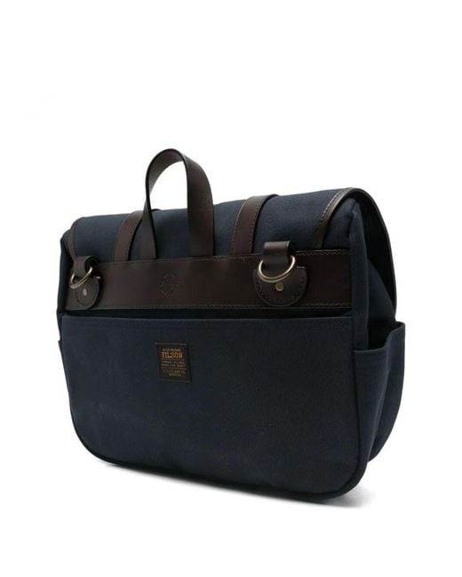 Filson Black Rugged Twill Cotton And Leather Crossbody Bag With Flap Closure for men