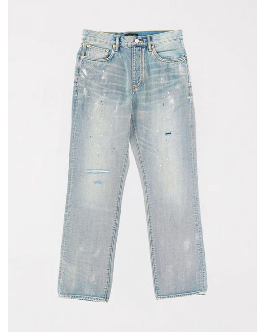 Purple Blue Cotton Slim Fit Jeans for men