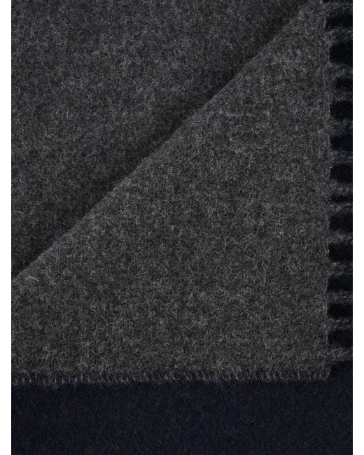 Polo Ralph Lauren Blue Double-Faced Recycled Wool Blend Scarf With Embroidered Logo for men