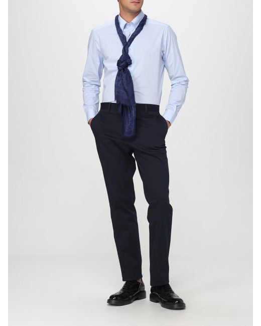 Etro Blue Solid Poplin Shirt for men