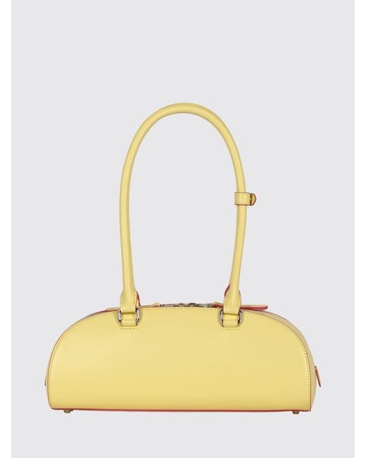 DIESEL Yellow 1Dr Dome Smooth Leather Shoulder Bag With Embossed Oval D Logo