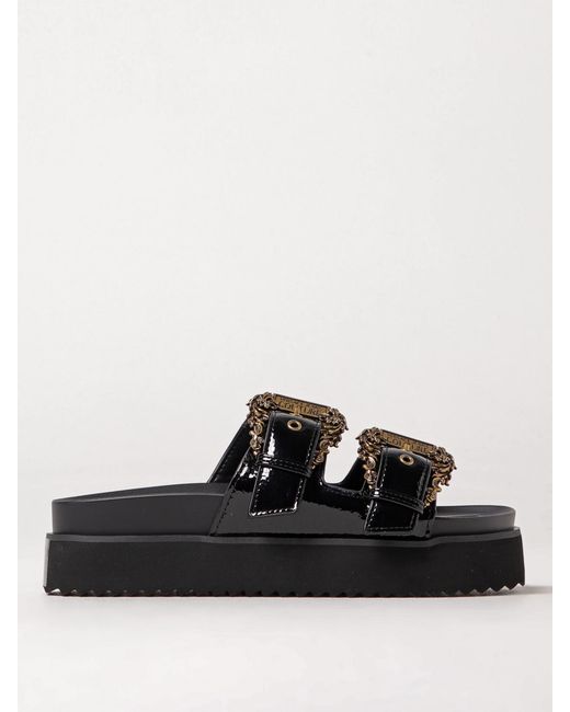 Versace Jeans Couture Black Flat Sandals