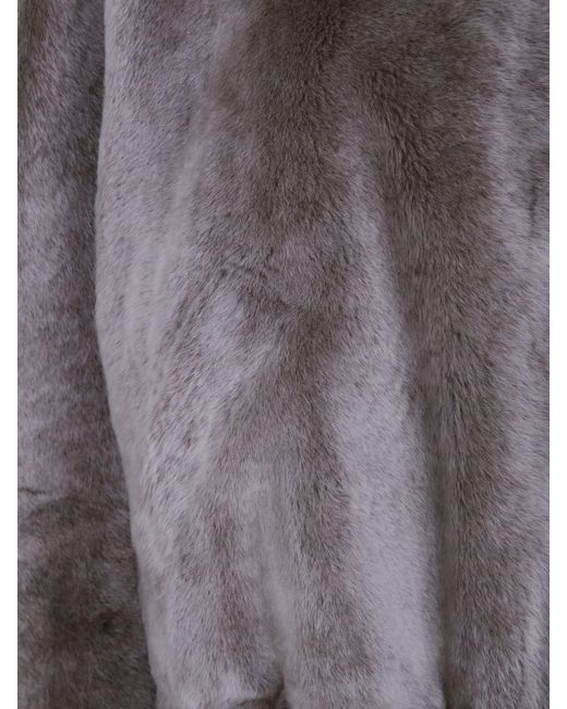 Brunello Cucinelli Gray Short Relaxed-Fit Fur Bomber Jacket With Dropped Shoulders