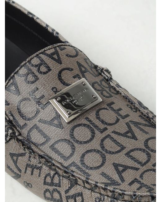Mocassino in misto cotone con logo jacquard di Dolce & Gabbana in Gray da Uomo