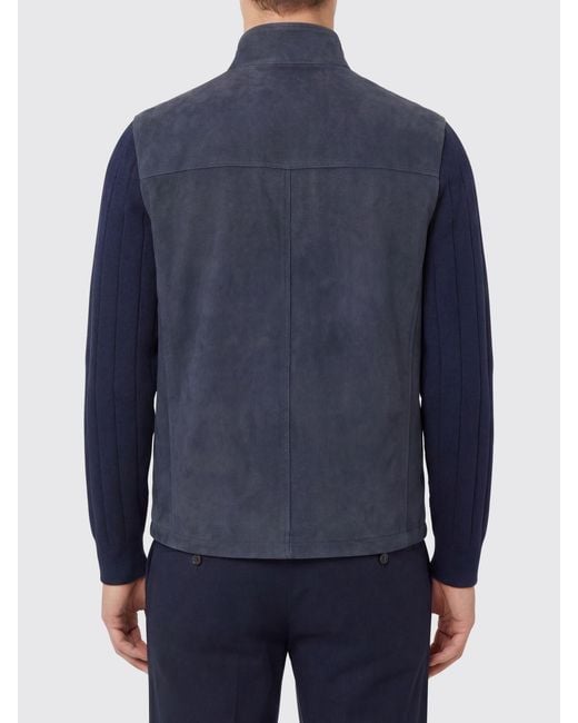 Eleventy Blue Suede Leather Jacket for men