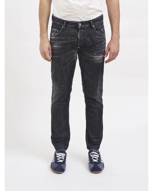 DSquared² Blue Straight Used Stretch Cotton Jeans for men