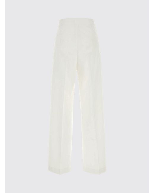 Jil Sander White Cotton And Silk Straight Trousers