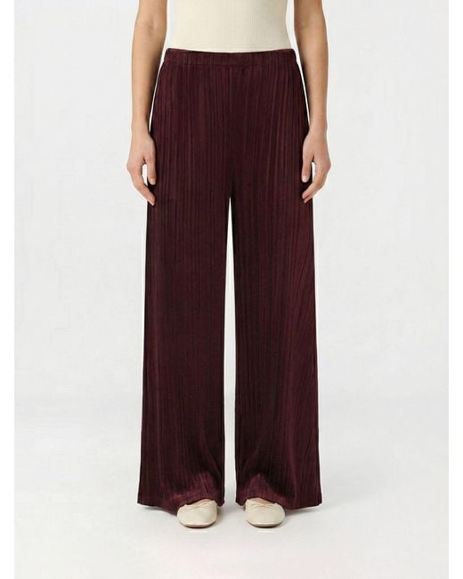 Pleats Please Issey Miyake Red Pleated Polyester Trousers