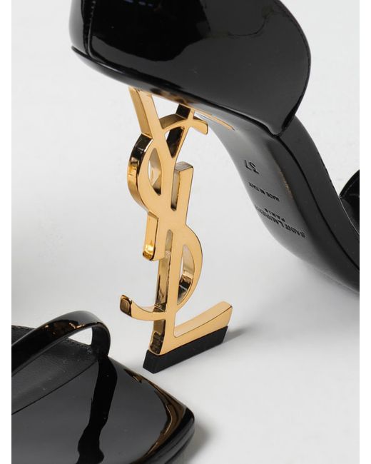 Saint Laurent Black Opyum Patent Leather Sandals