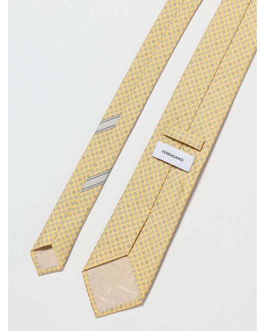 Ferragamo White Gancini Printed Silk Tie for men