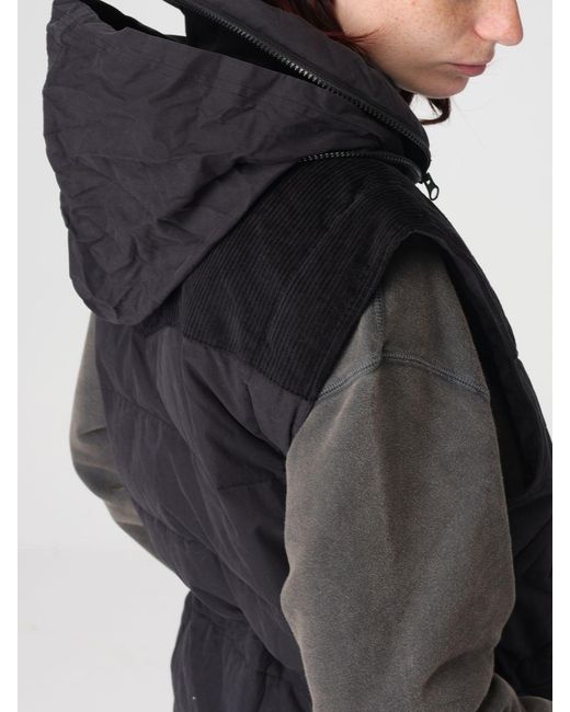 Isabel Marant Black Cotton And Technical Fabric Hooded Vest