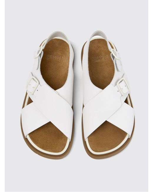 Camper White Lluc Leather Sandal