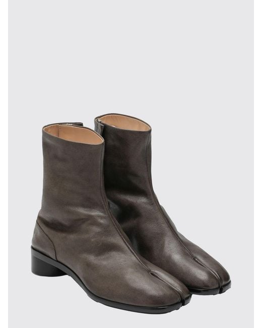 Maison Margiela Brown Tabi Leather Ankle Boots By