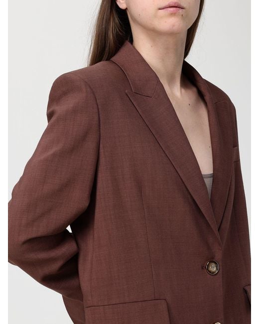 Pinko Brown Rustic Effect Single-Breasted Blazer